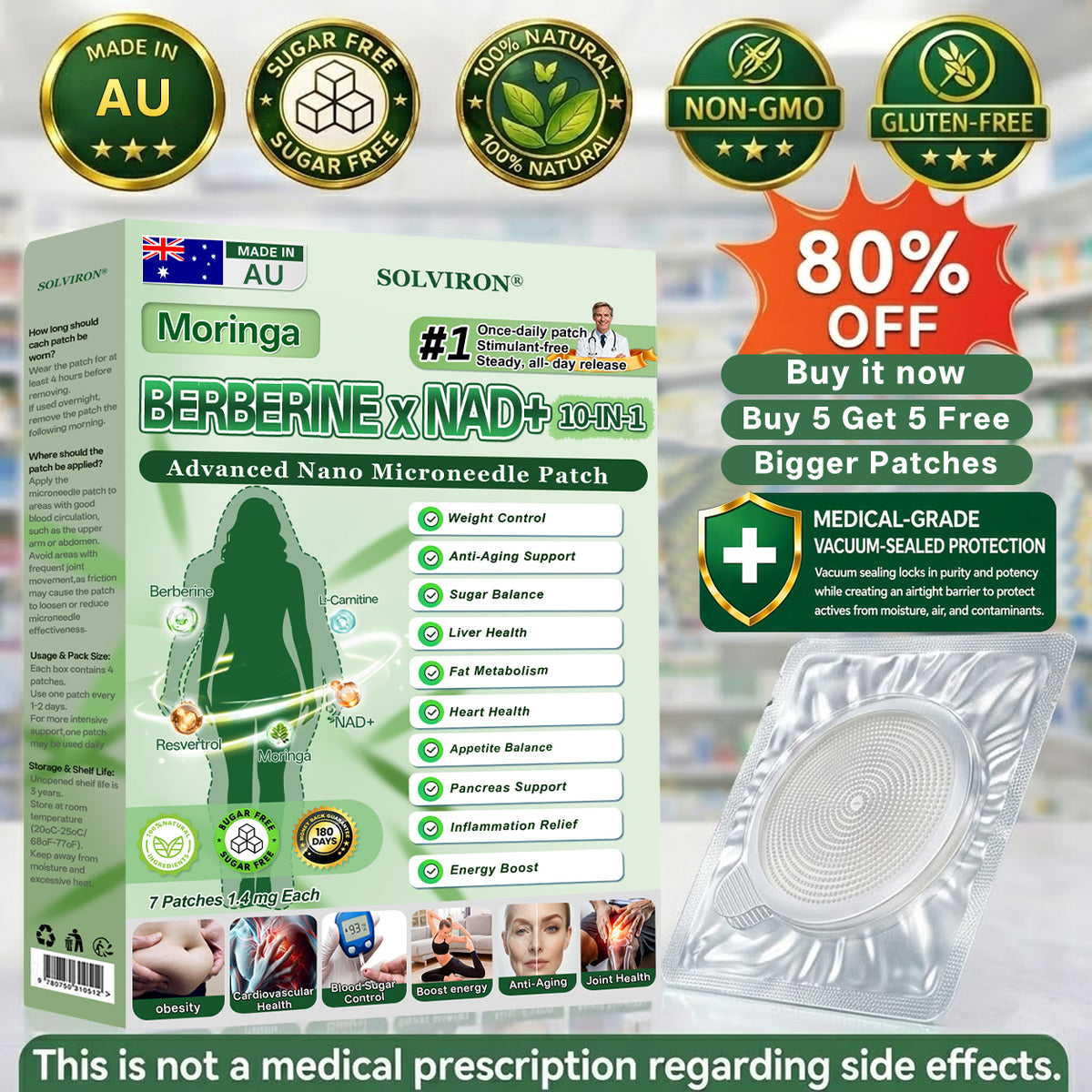 𝐀𝐔 𝐃𝐨𝐜𝐭𝐨𝐫 𝐑𝐞𝐜𝐨𝐦𝐦𝐞𝐧𝐝𝐞𝐝 🍀 | 𝐒𝐋𝐎𝐕𝐈𝐑𝐎𝐍® 𝟏𝟎-𝐢𝐧-𝟏 𝐔𝐩𝐠𝐫𝐚𝐝𝐞𝐝 𝐍𝐚𝐧𝐨 𝐌𝐢𝐜𝐫𝐨𝐧𝐞𝐞𝐝𝐥𝐞 𝐏𝐚𝐭𝐜𝐡 (𝟒× 𝐋𝐚𝐫𝐠𝐞𝐫 𝐂𝐨𝐯𝐞𝐫𝐚𝐠𝐞 + 𝐀𝐢𝐫-𝐓𝐢𝐠𝐡𝐭 𝐒𝐞𝐚𝐥𝐞𝐝 𝐀𝐜𝐭𝐢𝐯𝐞 𝐏𝐫𝐨𝐭𝐞𝐜𝐭𝐢𝐨𝐧 | 𝐎𝐧𝐜𝐞 𝐃𝐚𝐢𝐥𝐲, 𝐒𝐞𝐞 𝐂𝐡𝐚𝐧𝐠𝐞𝐬 𝐢𝐧 𝟕 𝐃𝐚𝐲𝐬)