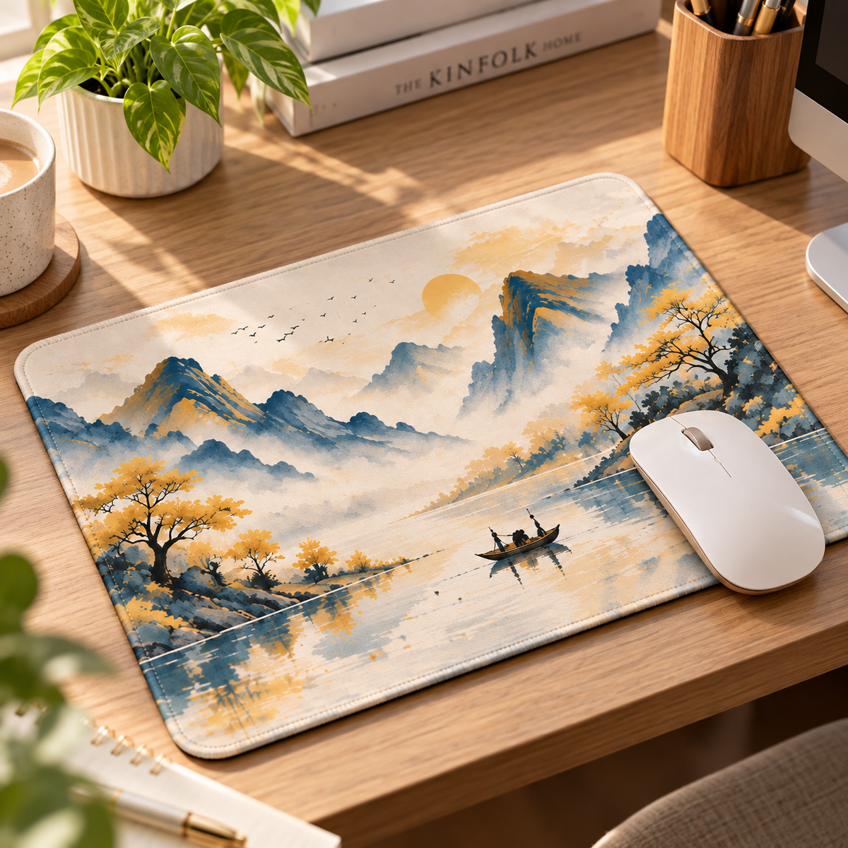 Golden Autumn Mountain Landscape Mouse Pad