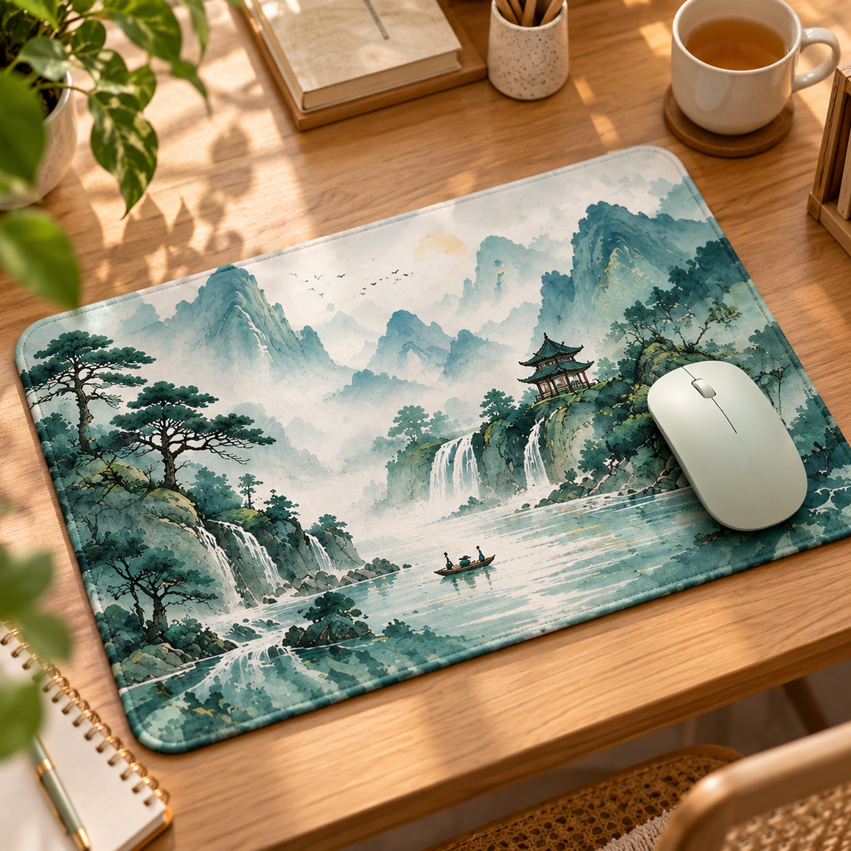 Mountain & Waterfall Landscape Mouse Pad
