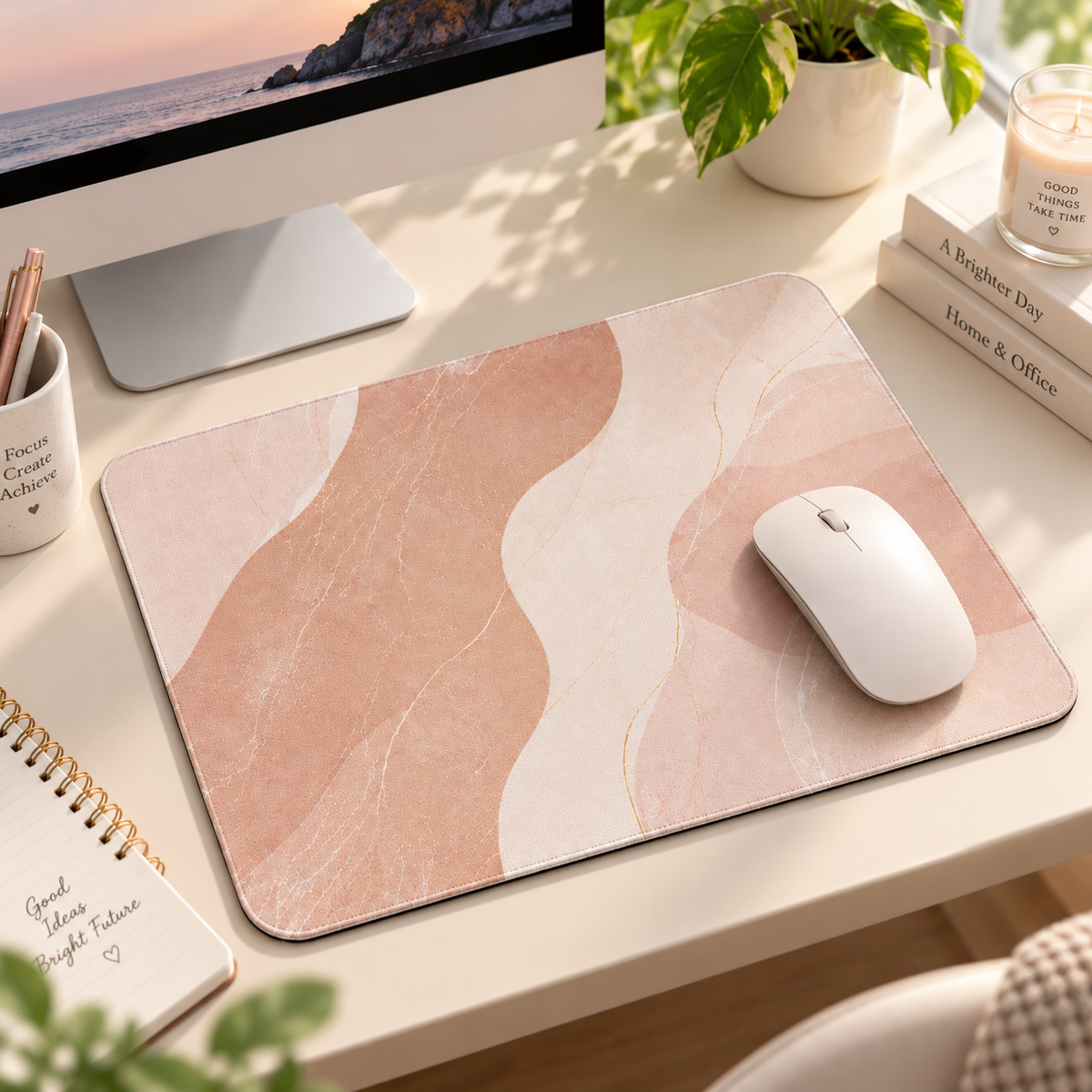 Blush Pink Abstract Minimalist Mouse Pad