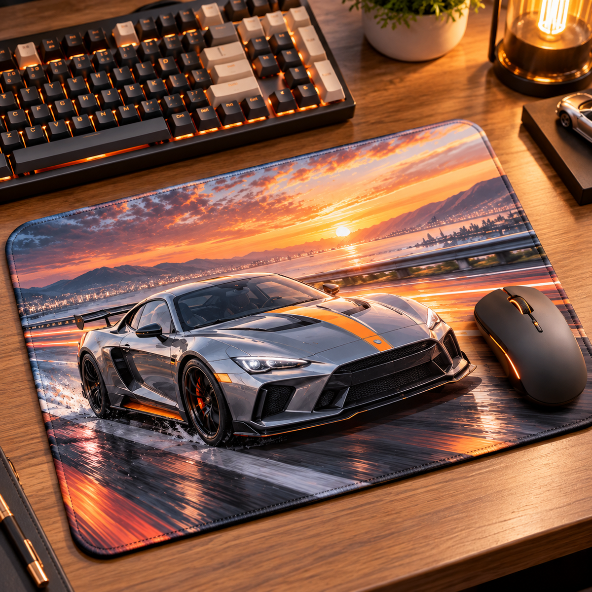 Sports Car Sunset Gaming Mouse Pad