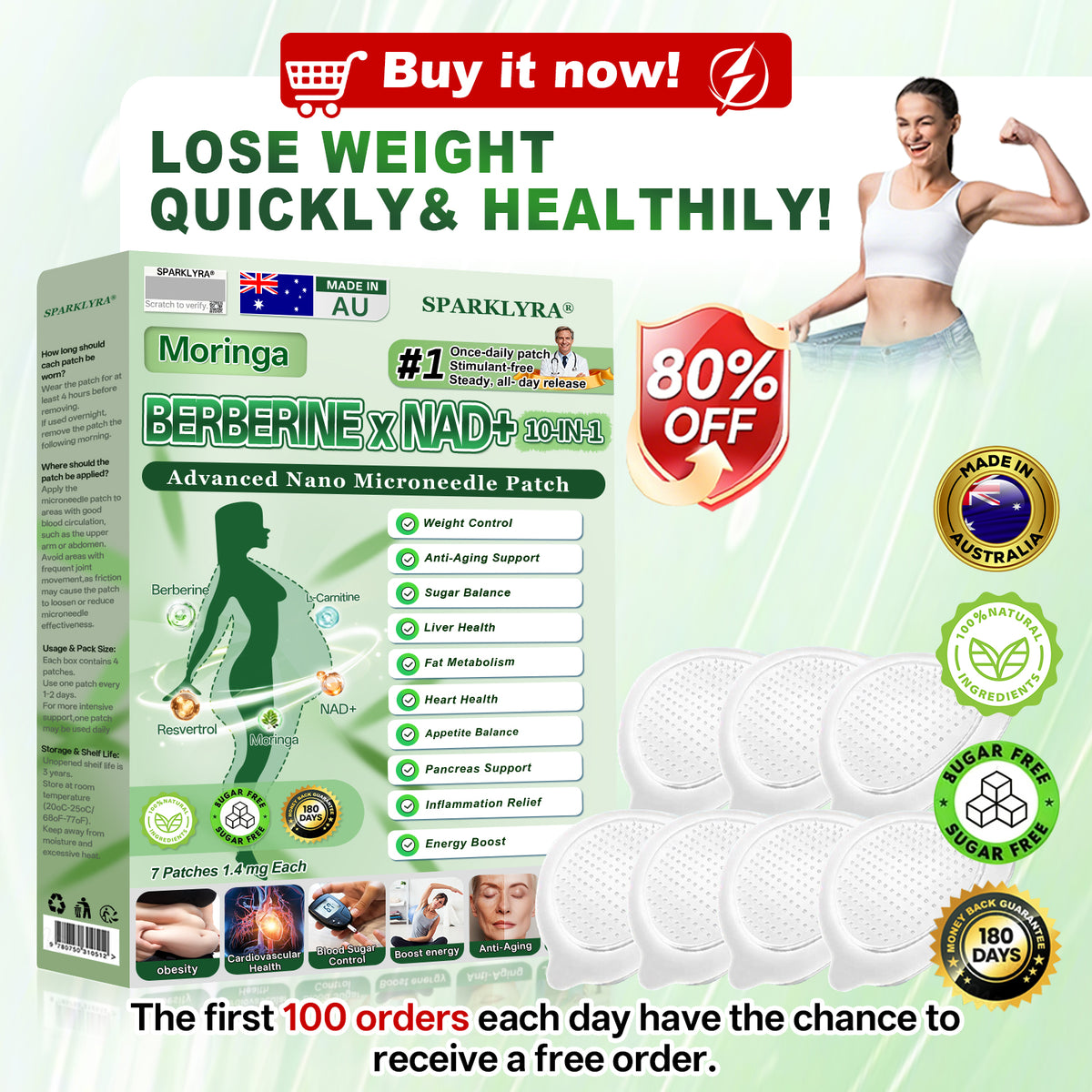 🇦🇺𝑶𝒇𝒇𝒊𝒄𝒊𝒂𝒍 𝑺𝒕𝒐𝒓𝒆|👩‍⚕️𝐒𝐩𝐚𝐫𝐤𝗹𝘆𝗿𝗮® 𝐌𝐨𝐫𝐢𝐧𝐠𝐚 𝐁𝐞𝐫𝐛𝐞𝐫𝐢𝐧𝐞 × 𝐍𝐀𝐃⁺ 𝟏𝟎-𝐢𝐧-𝟏 𝑨𝒅𝒗𝒂𝒏𝒄𝒆𝒅 𝐍𝐚𝐧𝐨 𝑴𝒊𝒄𝒓𝒐𝒏𝒆𝒆𝒅𝒍𝒆 𝐏𝐚𝐭𝐜𝐡 (𝐉𝐮𝐬𝐭 𝐨𝐧𝐜𝐞 𝐚 𝐝𝐚𝐲, 𝐯𝐢𝐬𝐢𝐛𝐥𝐞 𝐜𝐡𝐚𝐧𝐠𝐞𝐬 𝐢𝐧 𝟕 𝐝𝐚𝐲𝐬）